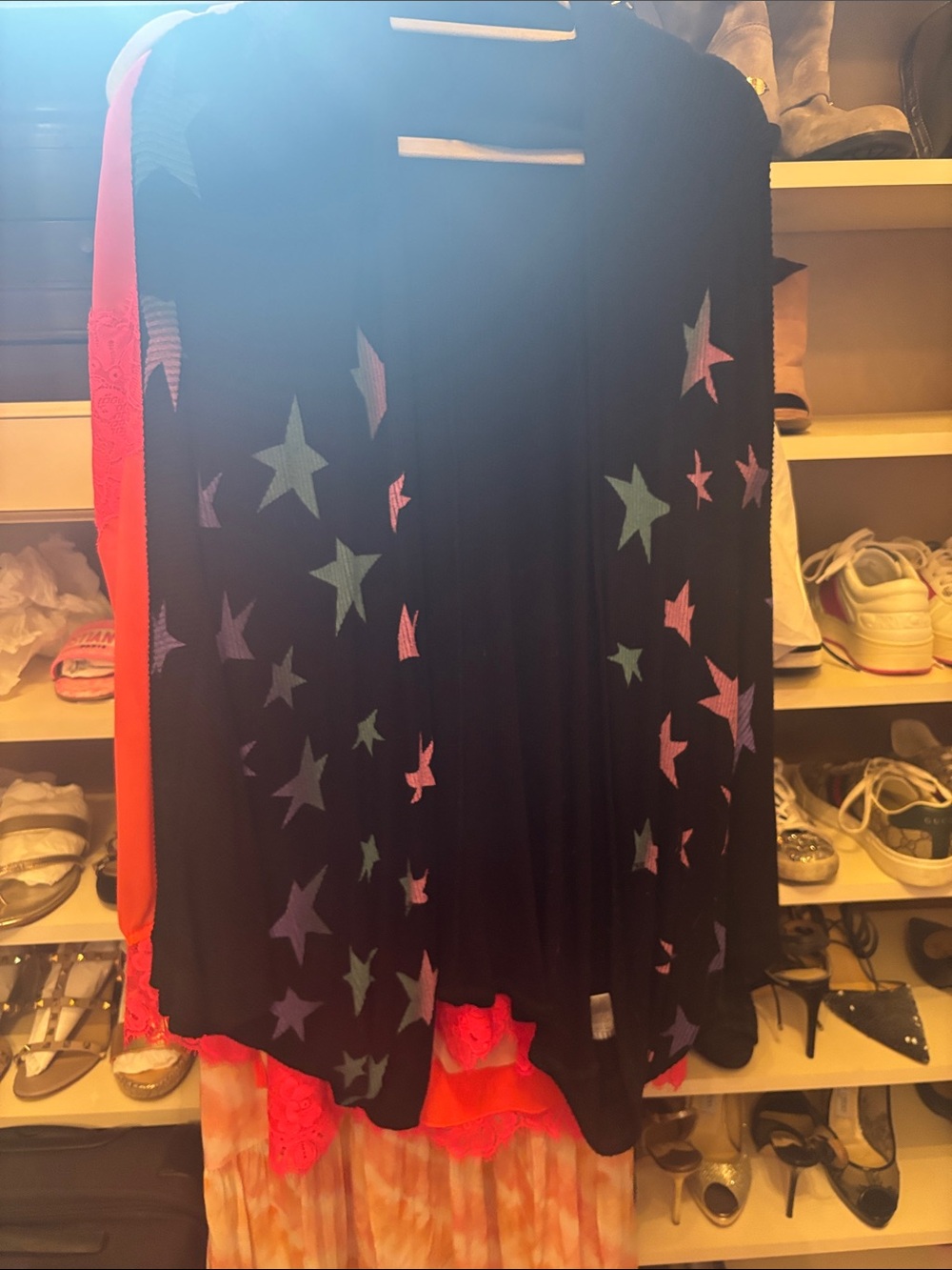 Lauren Moshi Black Star-Print Shrug